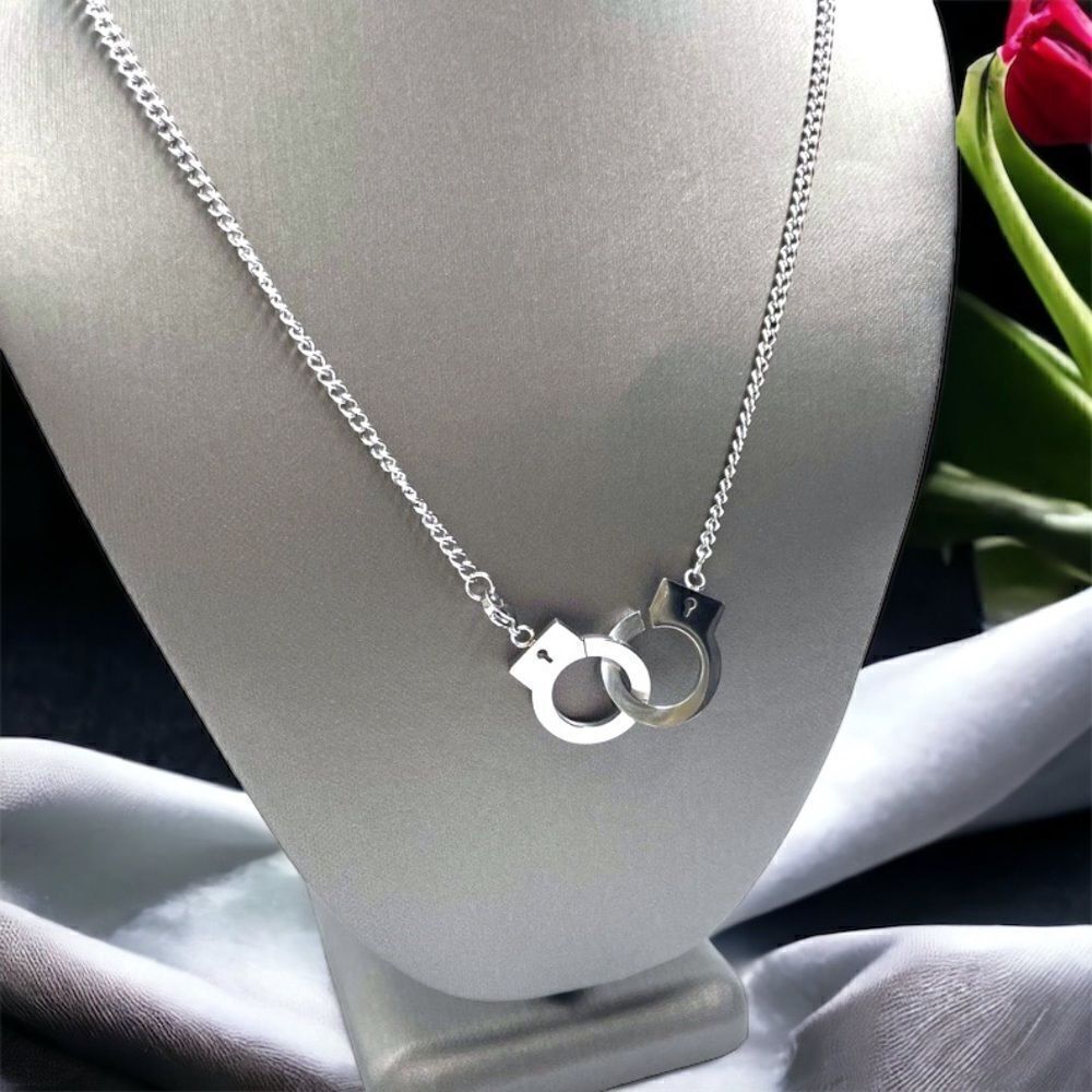 Deluxe Handcuffs Necklace l Stainless Steel l Add on opt.  Handcuff Bracelet New